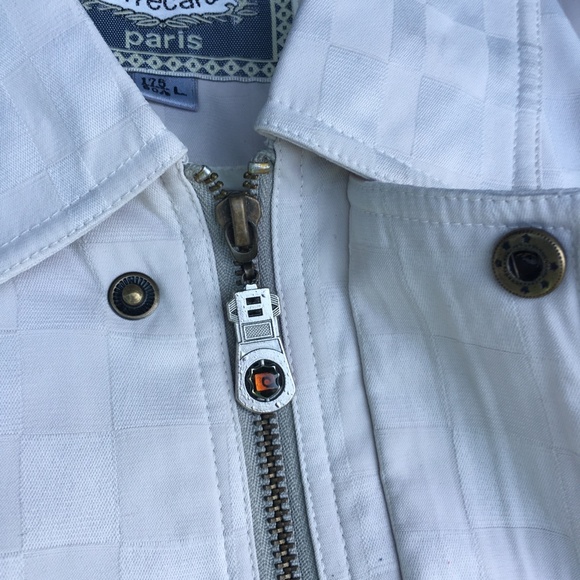 Pierre Cardin Mens Jacket White Large Designer Italian Windbreaker White Coat - Picture 10 of 16